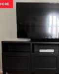 Before: a tv on a black cabinet