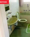 green and white bathroom before makeover