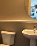 Before: Tan bathroom