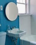 Blue bathroom before painting.