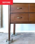 Wooden dresser before painting black.