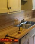 beige and wood kitchen before makeover