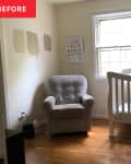 Child's crib in nursery before renovation.