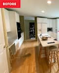 Kitchen before and after renovation.