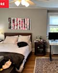 Bedroom before and after redecoration.