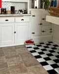 Kitchen with tan tile floors