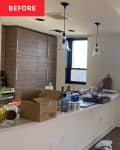 Apartment kitchen with brown cabinets