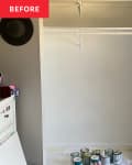 Paint on the floor of a kids room before turning closet into office.