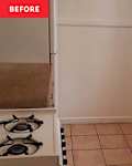 Terra Cotta floor tiles in kitchen before renovation.