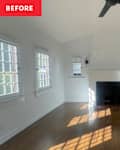 Empty white living room before makeover