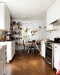 white galley kitchen
