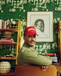 Writer Cameron J. Ross in his home office