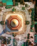 Aerial view of Shwedagon Pagoda in Yangon, Myanmar