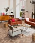 Modern living room with Mickey Mouse mirror