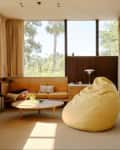 Large yellow beanbag in living room