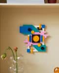 multi colored modern art sculpture set from lego
