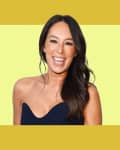 Joanna Gaines headshot graphic, yellow and gold.
