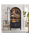 Member's Mark Enzo Bookcase Storage Cabinet With Rattan Cabinet Doors, Black Finish