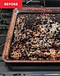 Sheet pan before cleaning.