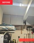 Before: a garage with rakes and tools on the wall