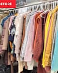 Using the "Rule of 3" method to declutter closet.