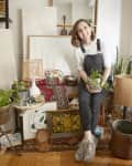 Bronwyn Tarboton at home with an assortment of her found items that she's about to refurbish or has already refurbished