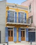 Yellow and blue New Orleans townhouse.