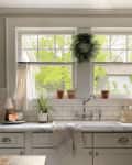 Cafe curtains in blogger Blue Barn and Cottage's Kitchen