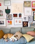 Gallery wall with all sorts of non-art objects in it