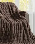 Better Homes & Gardens Dk Brown Polyester Faux Fur Reverse to Mink Throw Blanket