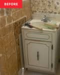 off white/beige bathroom during renovation--tiles have been demo'd