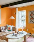 A colorful and decorated room living room.