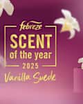 Febreze Vanilla Suede Scent of the Year promo graphic