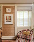 Linen drawn shades in dining room