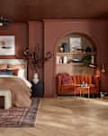 Bedroom painted in Glidden's Warm Mahogany paint color