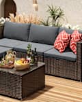 Wicker 3 - Person Modular Patio Conversation Set with Cushions By Ebern Designs