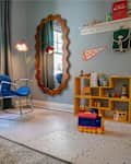Blue kids room space with colorful toys