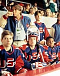 THE MIGHTY DUCKS, Emilio Estevez, Joshua Jackson, Kathryn Erbe, Vincent Larusso, Elden Henson, etc, watch their team play in the Junior Goodwill Games in Los Angeles, 1994.