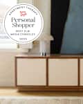 West Elm Douglas Tatami Media Console with Personal Shopper tag in left corner.