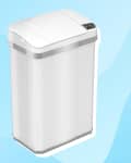 Stainless steel automatic trash can with touchless sensor lid.