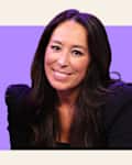 Joanna Gaines on a colorful background
