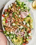 close up of grilled chicken salad