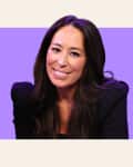 Joanna Gaines headshot on colorful background