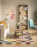 Modern decorated dorm room.
