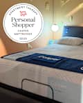 Casper mattress in store with Personal Shopper seal in upper left
