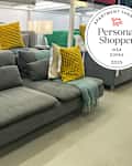 Sofas at the IKEA store with a personal shopper seal in the upper right