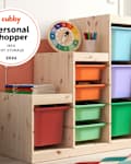 IKEA storage unit in kids playroom.
