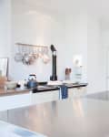 Modern kitchen with stainless steel counters
