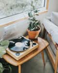 Modern Record Player in a Stylish living Room.