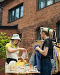 Young women at yard sale